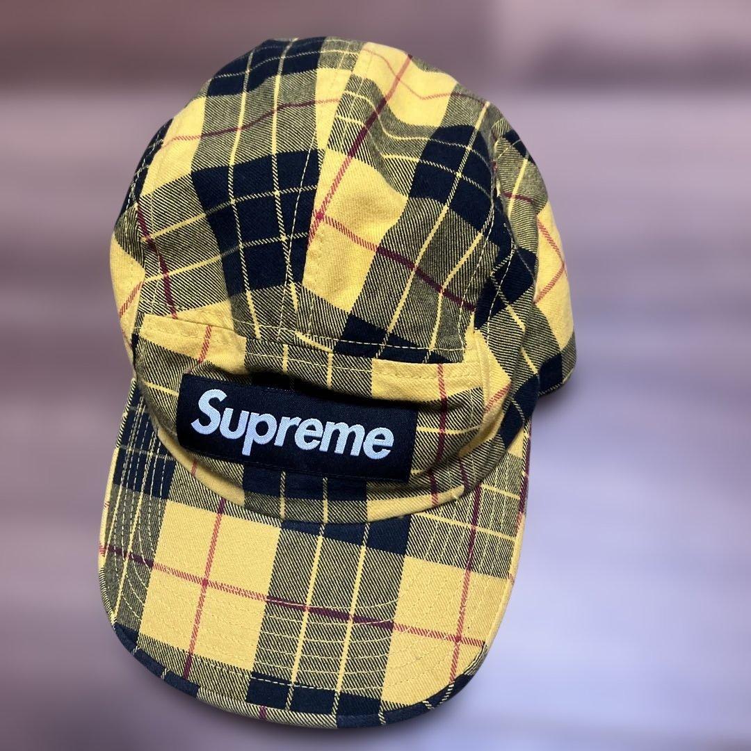 Supreme チェック柄 ワークキャップ　イエロー