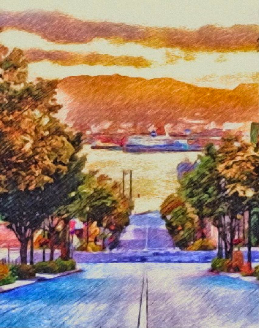 アニメ聖地巡礼絵画④額装品　32.7㎝×24.0㎝×1.5㎝背景画　ラブライブ！