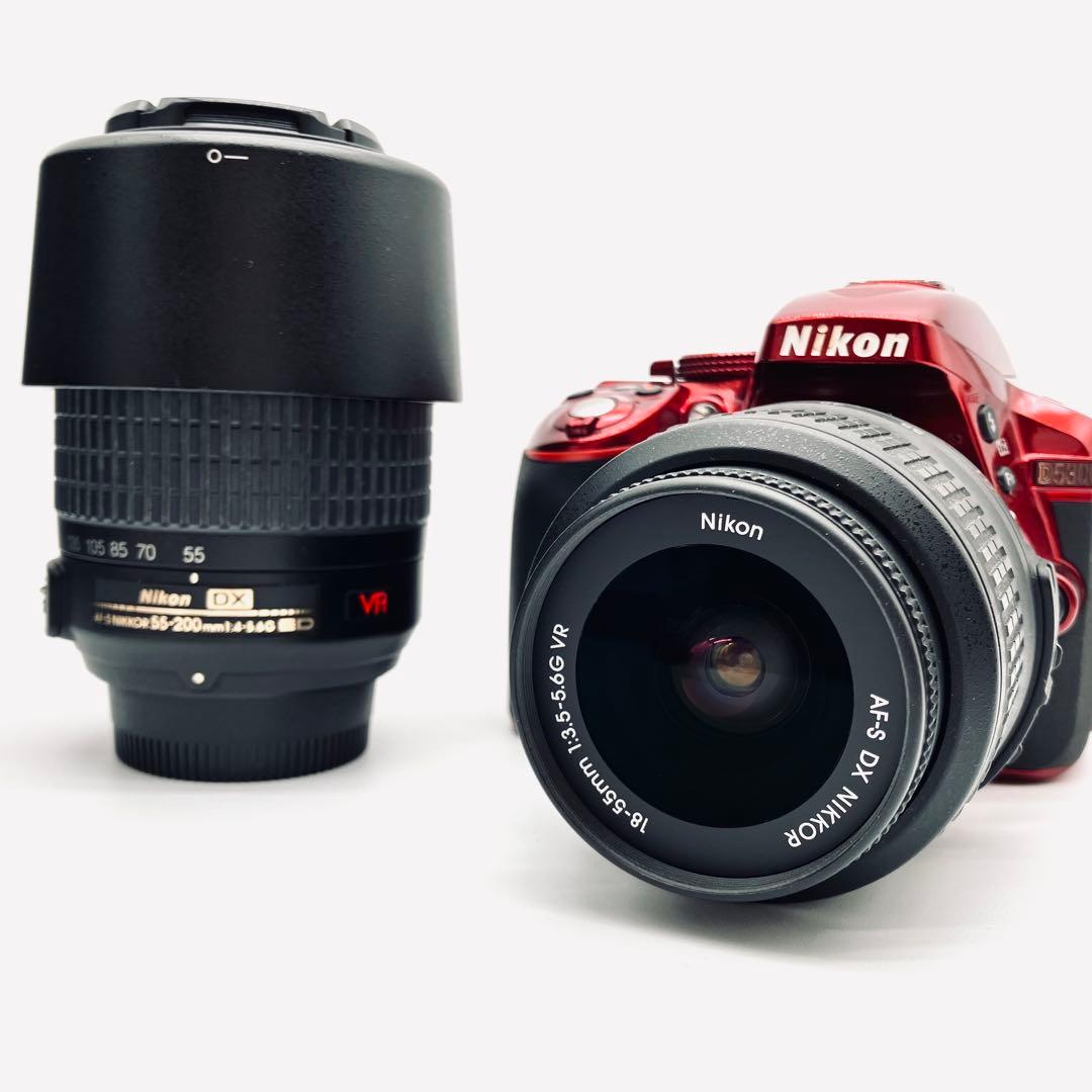 Wi-Fi対応♪ Nikon D5300 望遠ダブルレンズキット　レッド