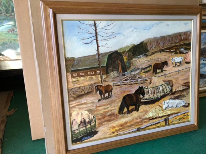 F20 チーク 木製 額縁 額 大型 アンティーク ゴールド 油絵