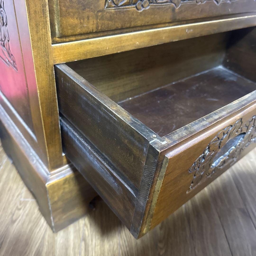 木製ライティングビューロー 彫刻入り