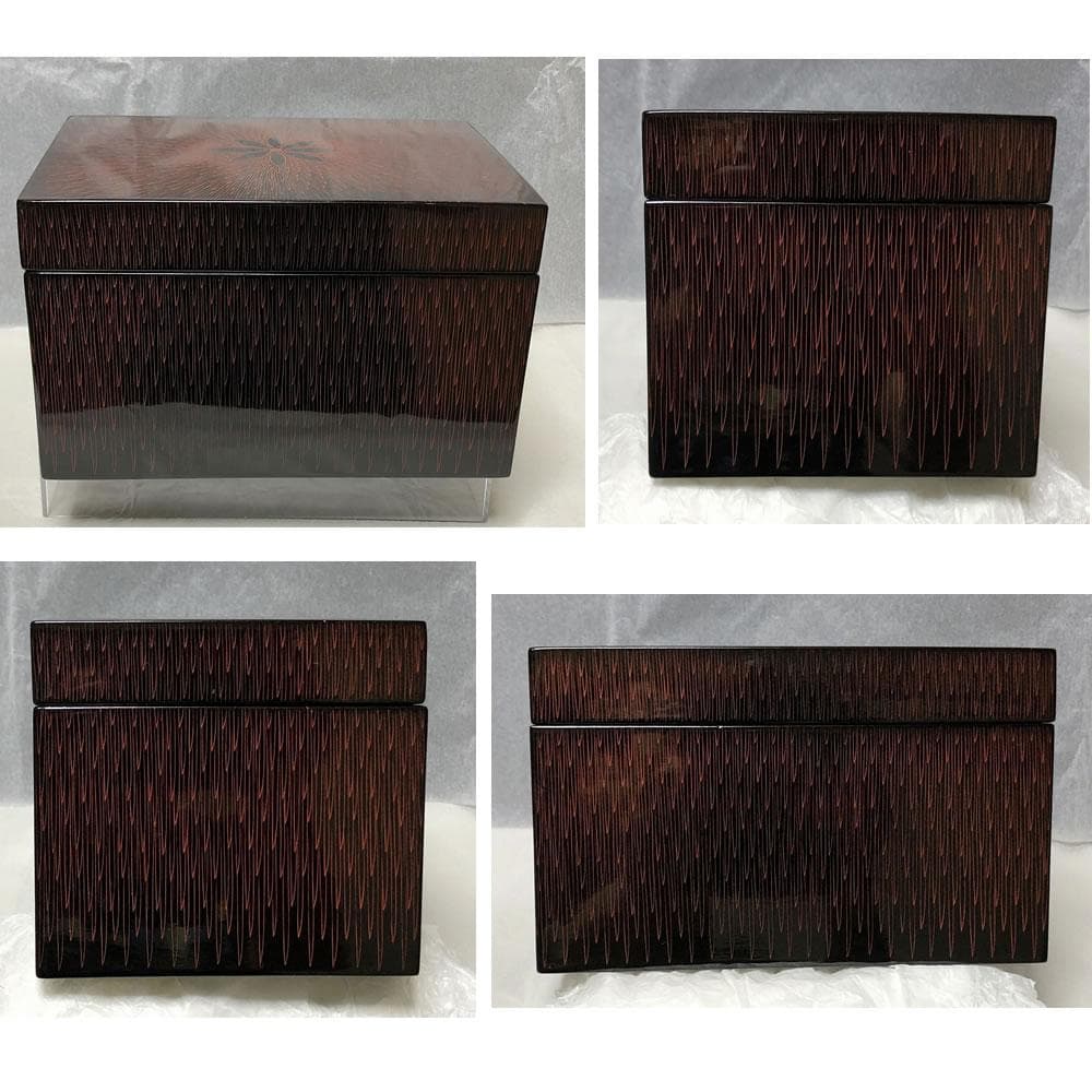 茶箱 塗師 松斎 蒟醤塗 共箱 野点 利休茶箱 抹茶碗 棗 香合 茶杓 花押