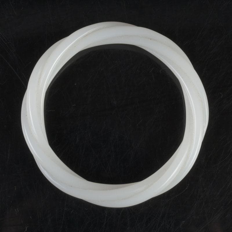 中国　玉石白玉彫刻　玉器　環　装飾品　V　9356E