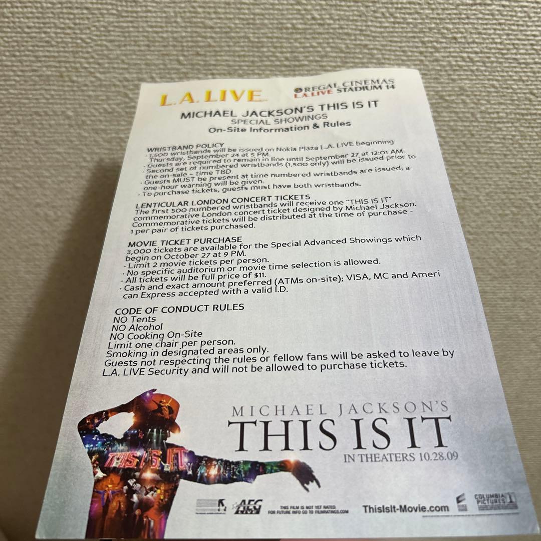 マイケル・ジャクソン THIS IS IT VIPパス　セット先行プレミア上映