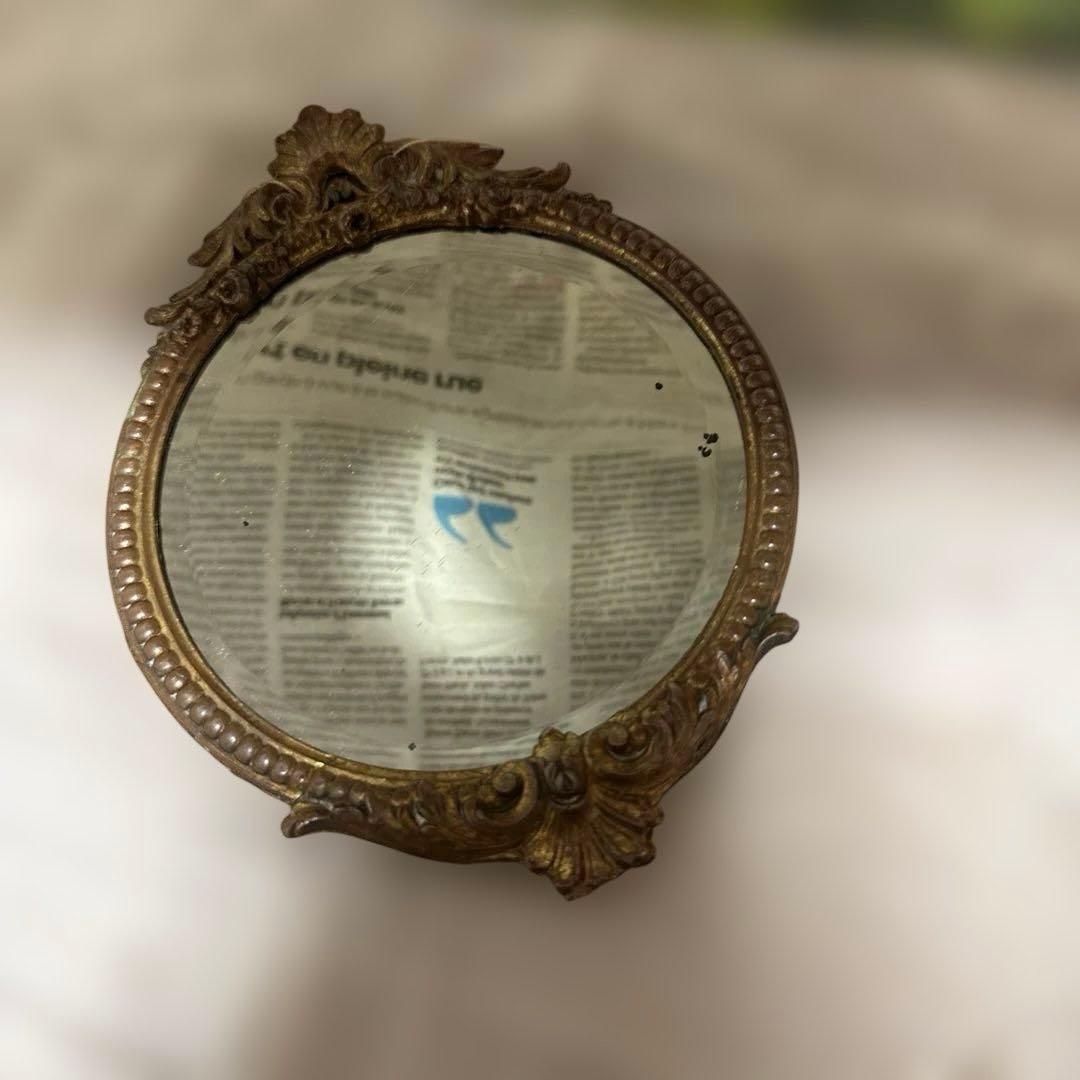 フランス　アンティーク ヴィンテージ　鏡　花柄鏡　アンティークミラー　小物ミラー