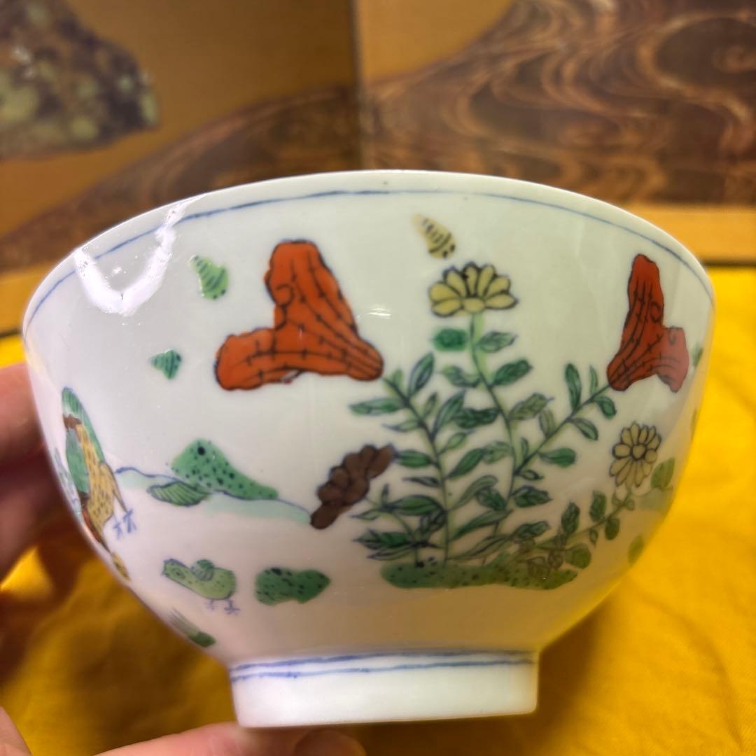 中国美術   大明成化年製    お椀　时代物　五彩　斗彩