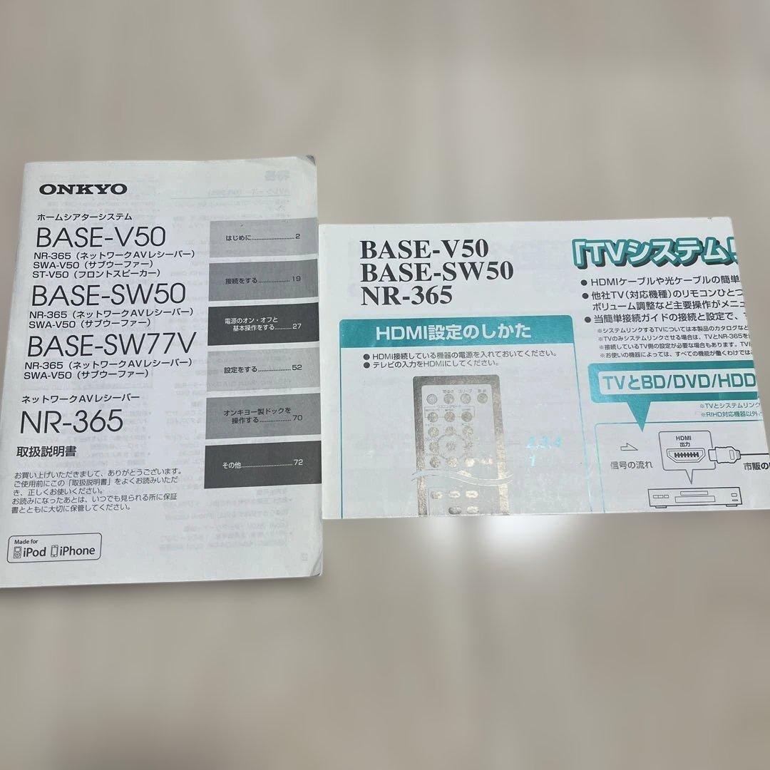 ONKYO NR-365 AVアンプ スピーカー、AC電源スピーカーケーブルあり