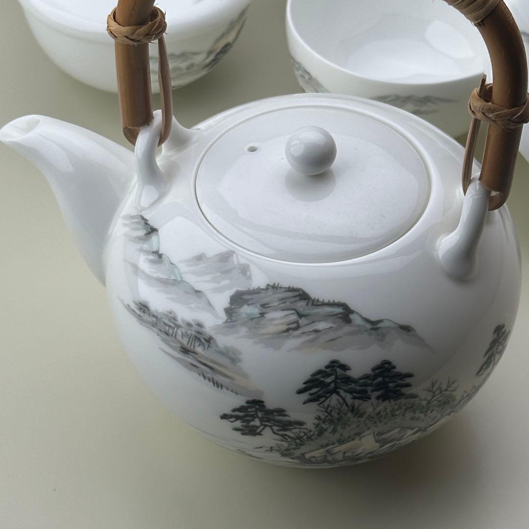 深川製磁 Imperial ボーンチャイナ 山水 茶器揃 皇室御用達表記