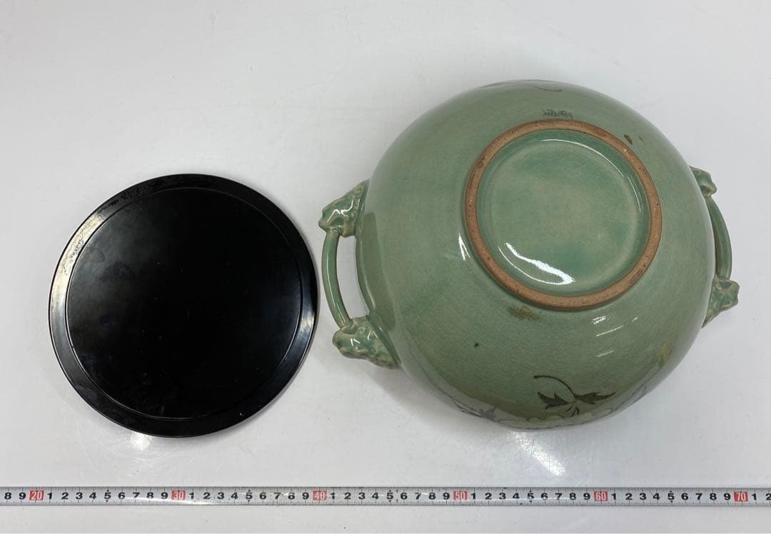 専用　柳海剛　取手付獅子耳　水指　高さ20㎝　東ま5-1118①