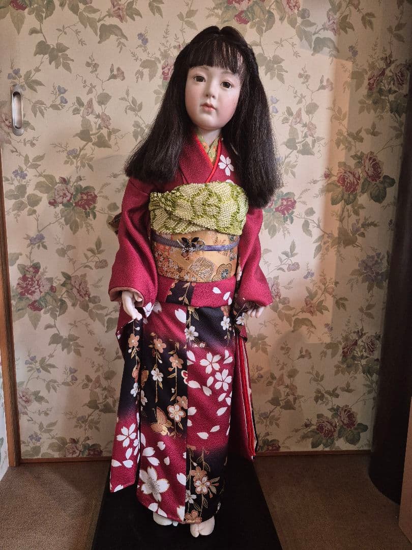 三輪輝子作　姫扇　ビスクドール 創作人形　スタンド　保証書付き