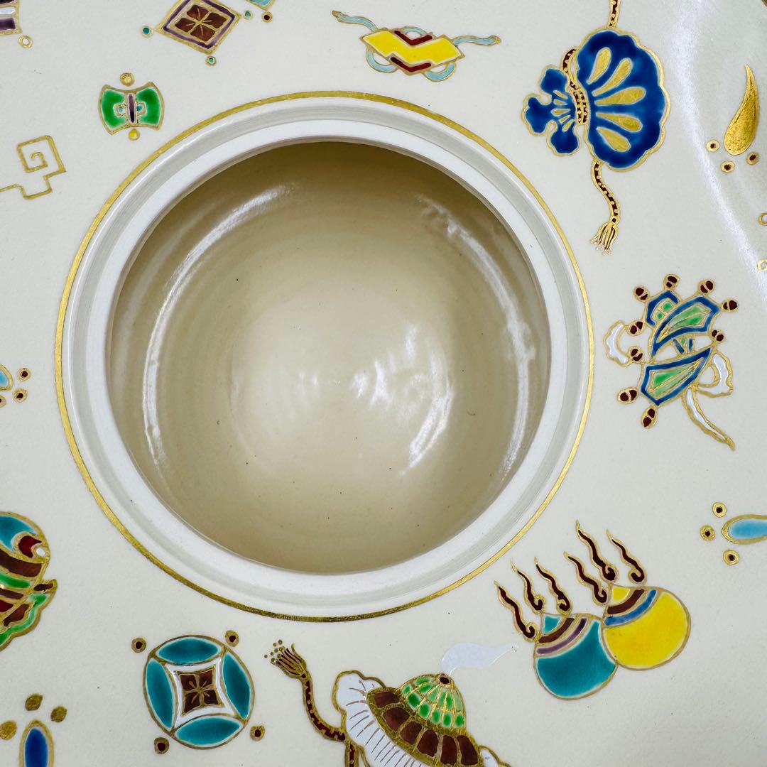 【桂山造　色絵宝蓋　袋形水指　茶道具　共箱】骨董　アンティーク　インテリア