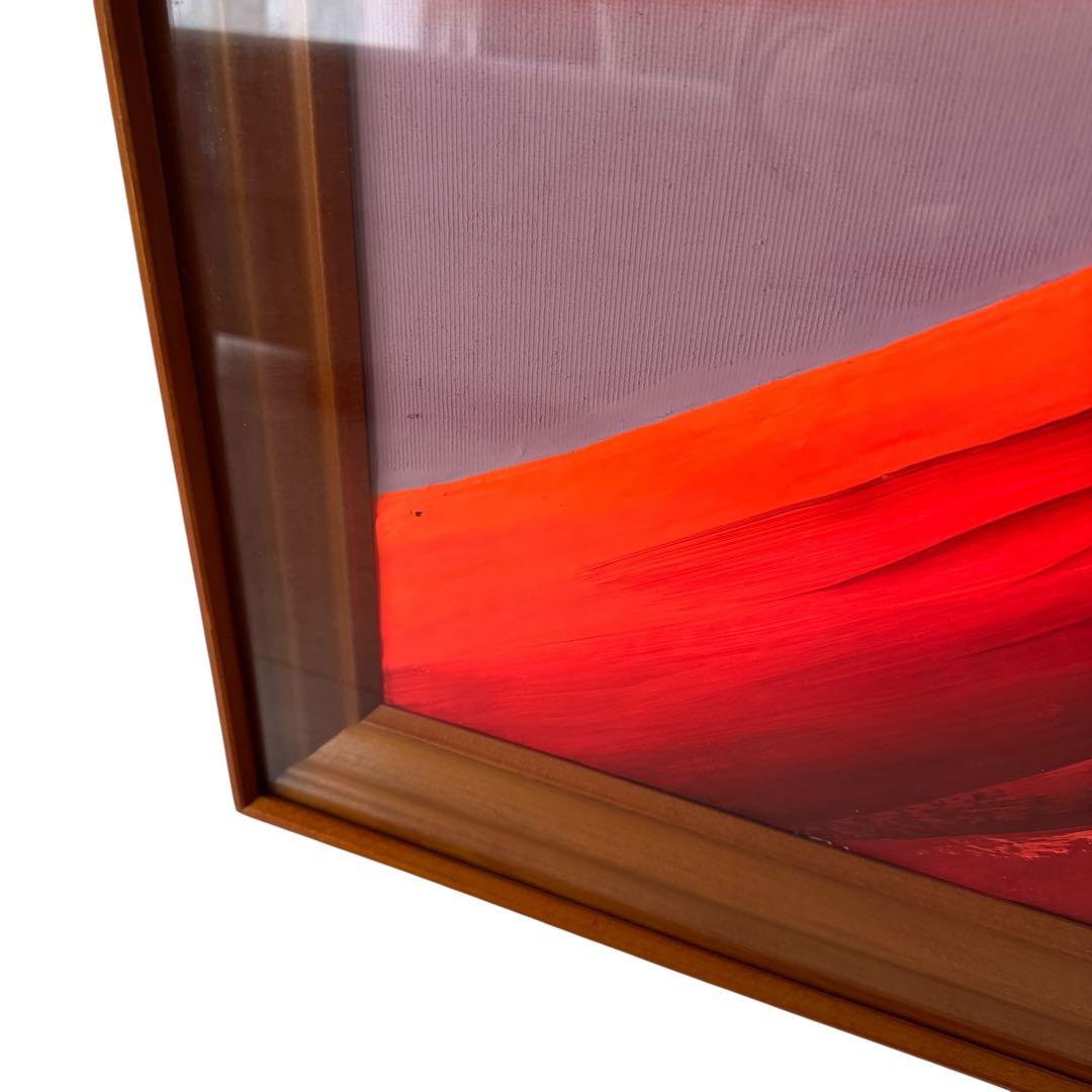 百瀬善明 立体画 盛り絵 赤富士 額装 72×48cm