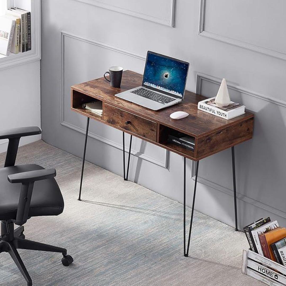 新品未使用⭐️ダークブラウン木製パソコンデスク アンティーク調 一人暮らし