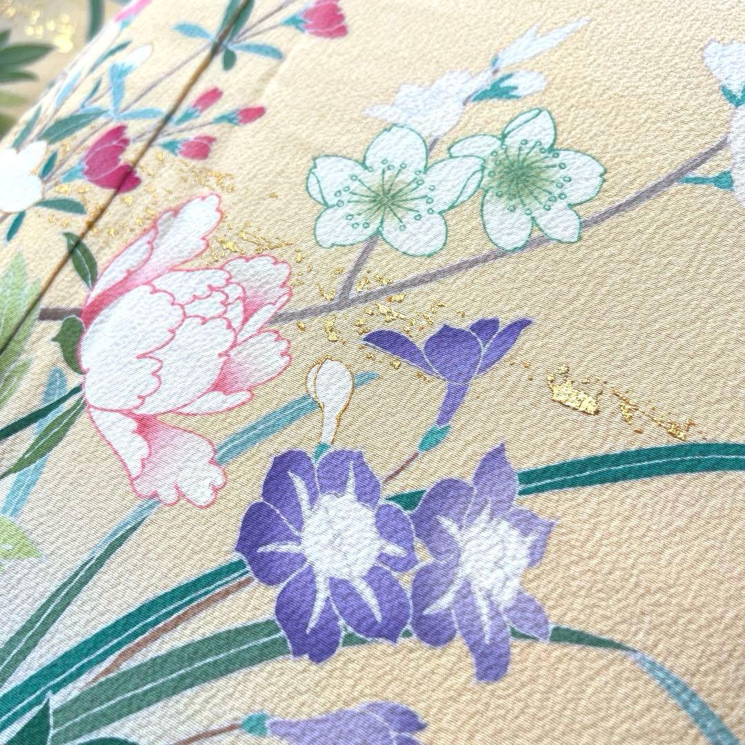 348 振袖フルセット 正絹 クリーム 黄色 金彩 小柄さん 正統派 お上品