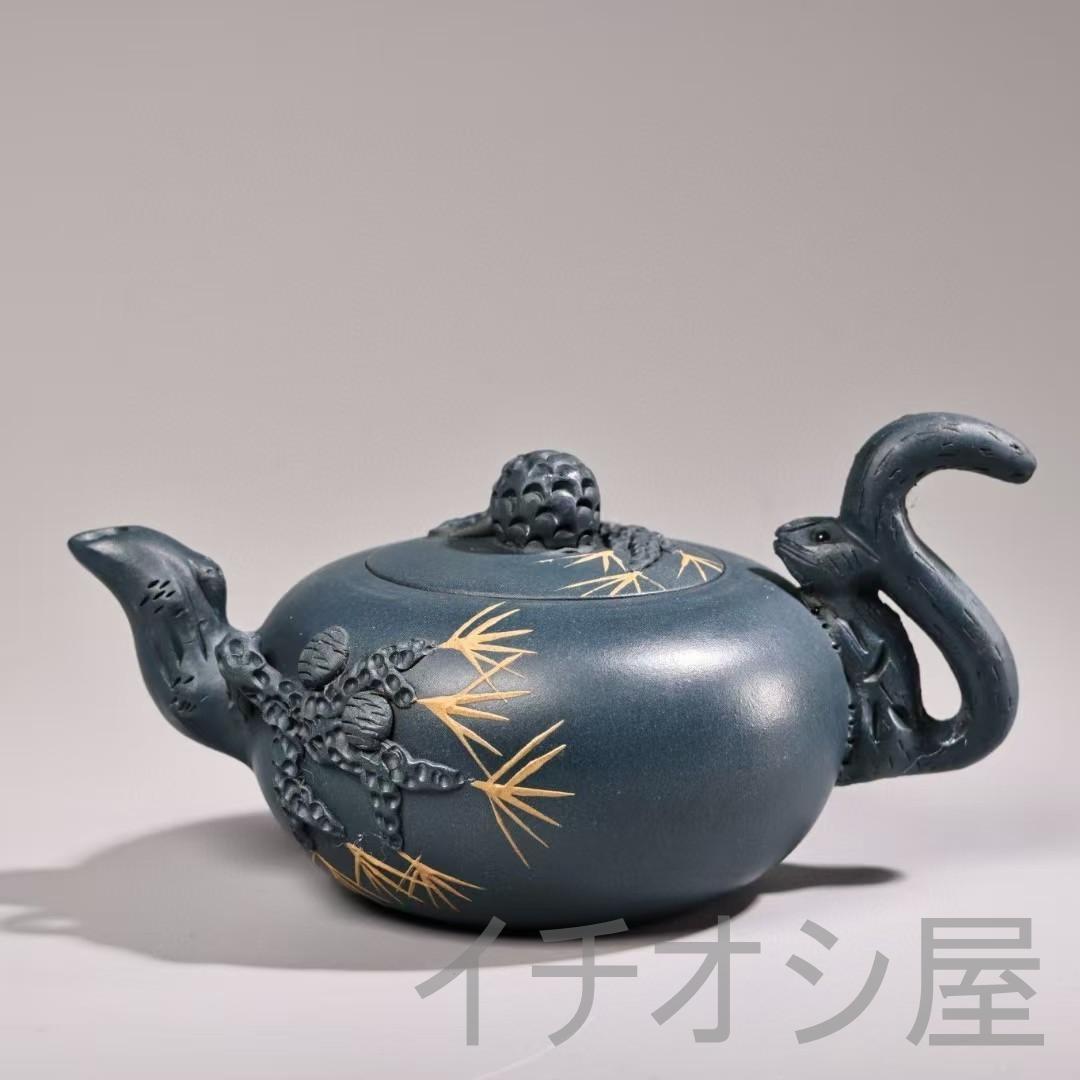 中国古美術 旧藏 清代風 紫砂壶 原鉱天青 茶壺 茶道具 時代物 紫砂工芸 急須