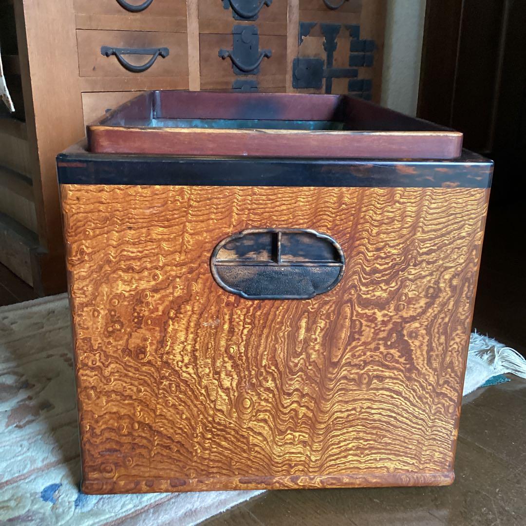 江戸火鉢　アンティーク　火鉢　時代物　欅　玉杢　黒柿　稀少杢