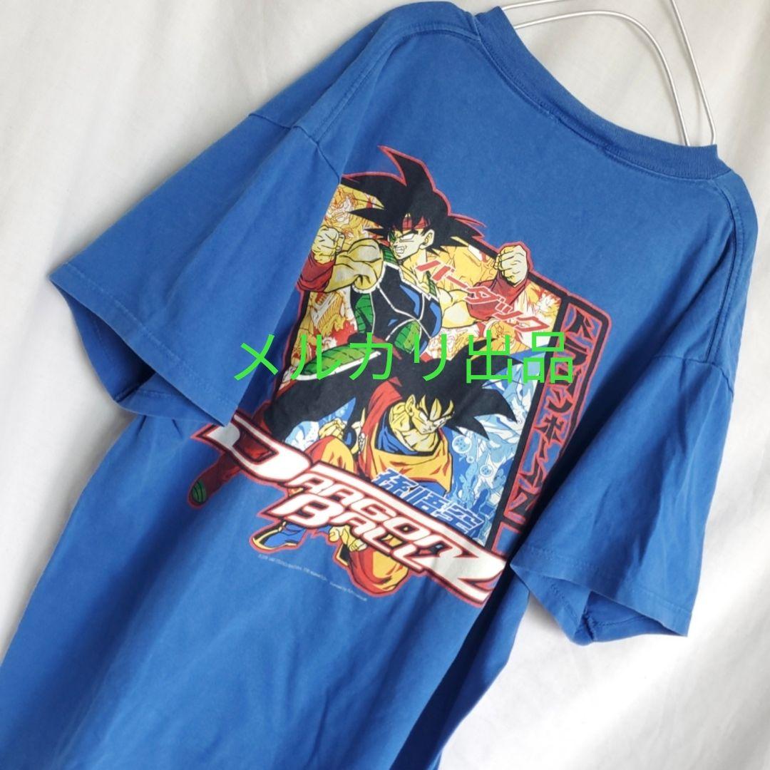 ドラゴンボール　バーダック 悟空 USA カタカナ ロゴ 半袖 tシャツ青