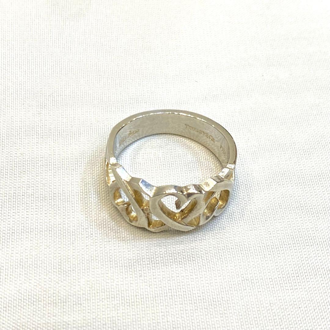 TIFFANY＆CO. ラビングトリプルハート シルバーリング 925 14号