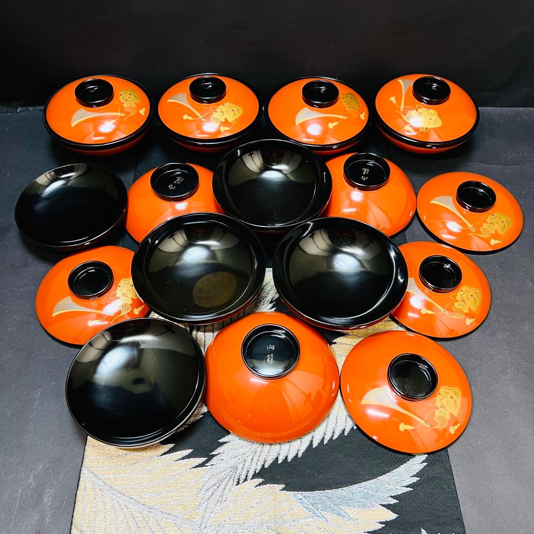 漆器　輪島塗　金蒔絵　沈金　木製　蓋付椀　お煮物椀　吸物椀　10客　漆芸