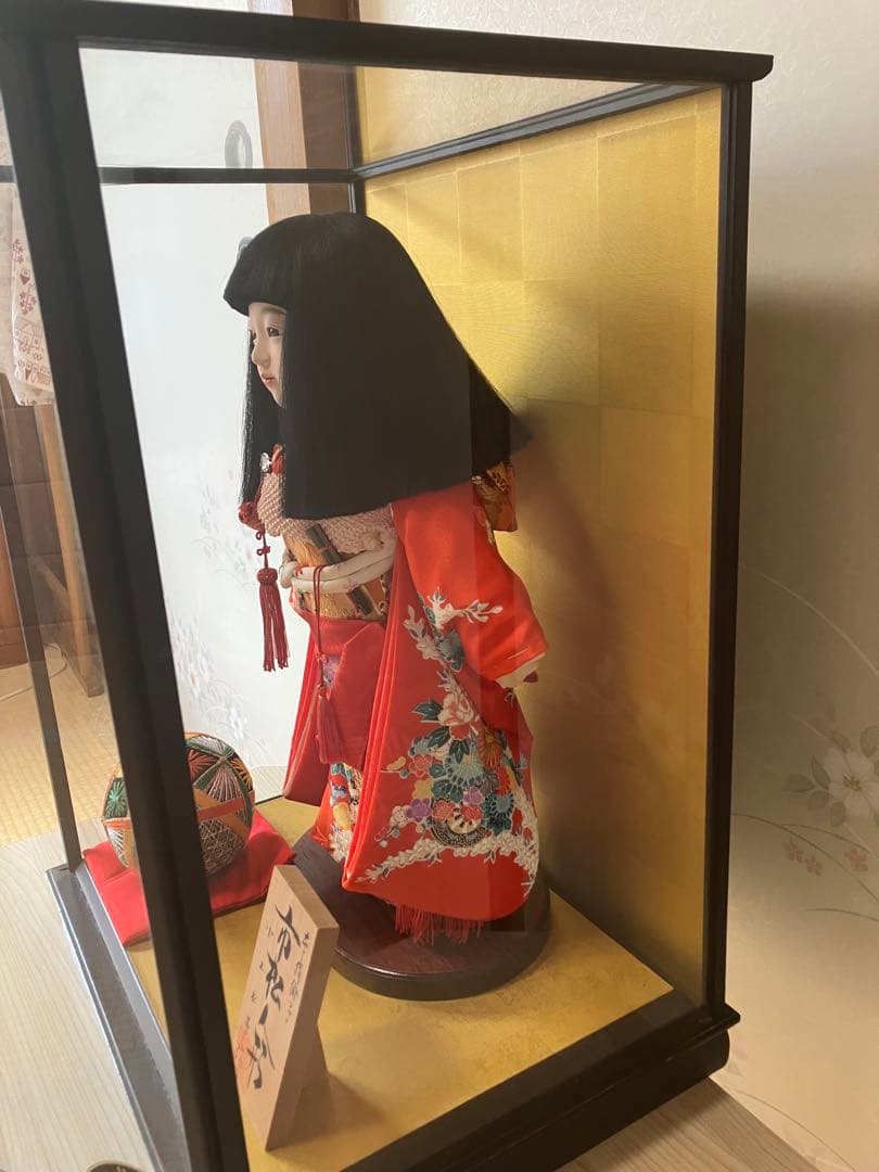 美品　伝統工芸品　市松人形　日本人形　小出松寿作　ガラスケース付き
