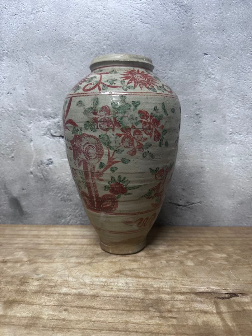 五彩　中国　赤絵　花瓶　古美術　骨董品　アンティーク
