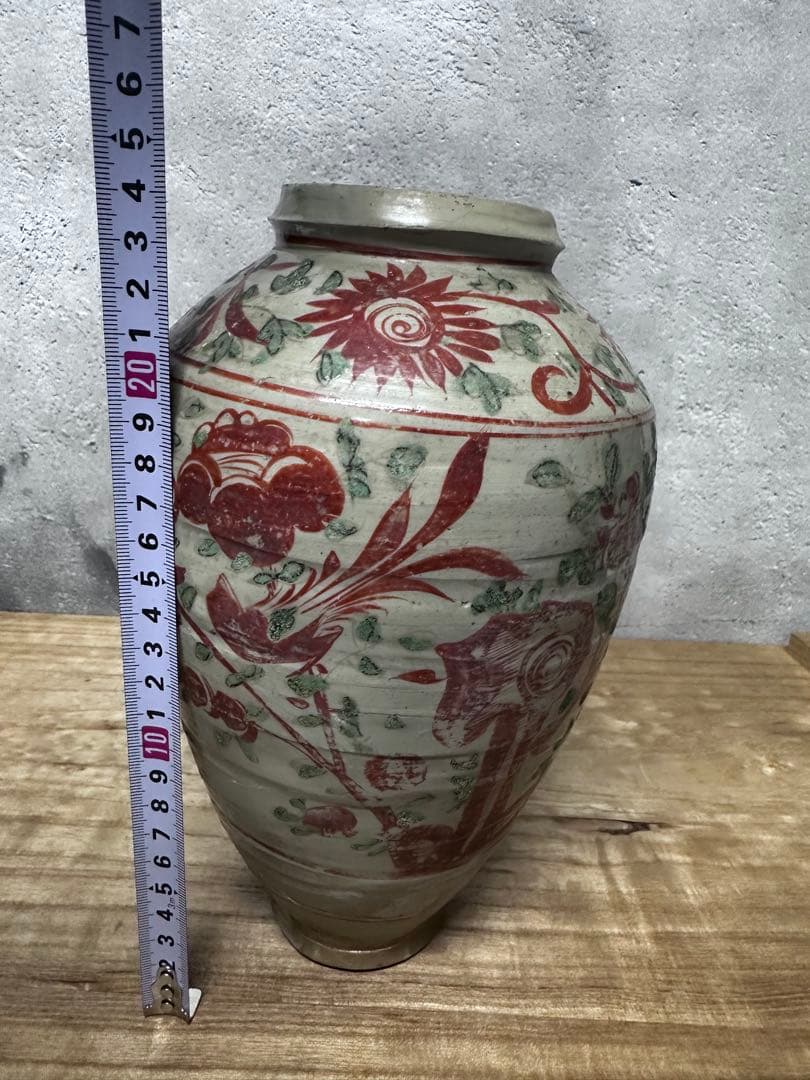 五彩　中国　赤絵　花瓶　古美術　骨董品　アンティーク