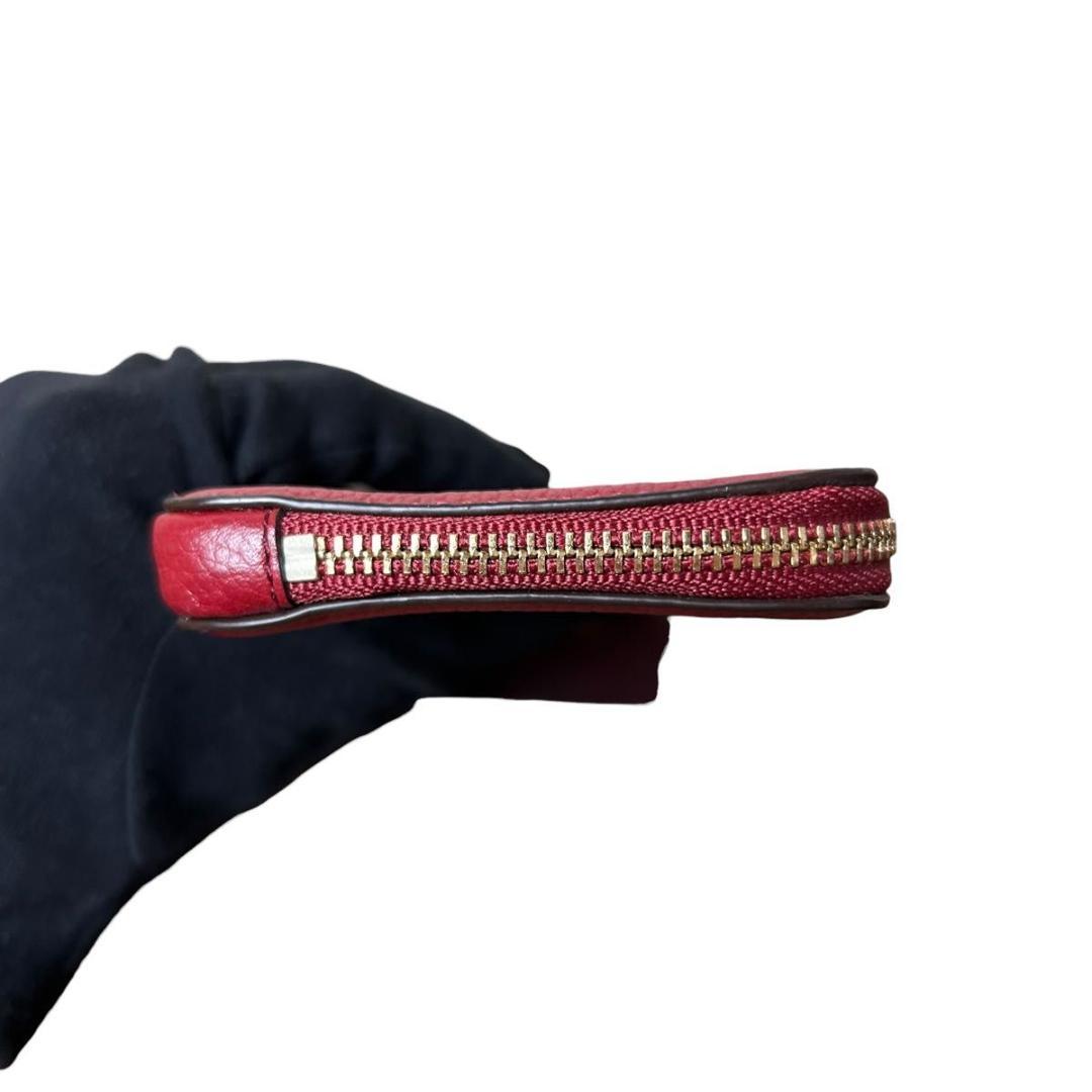 極美品　コーチ　ポーチ　ケース ジップ レザー レッド 財布 リストレット