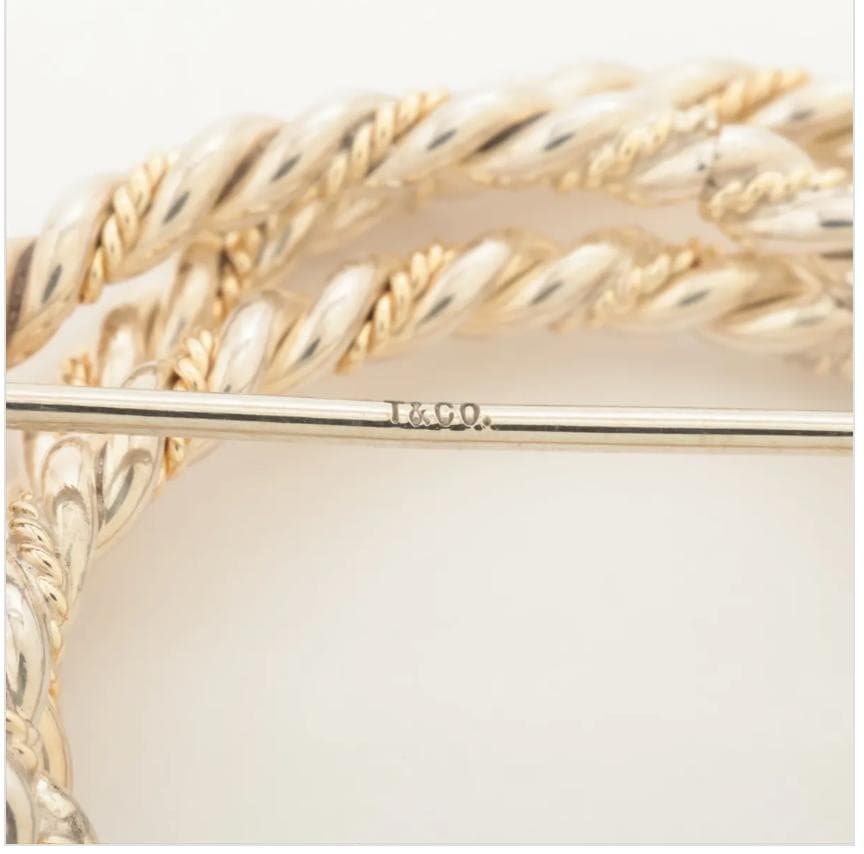✨極美品✨　Tiffany　ツイストデザイン ブローチ シルバーゴールド