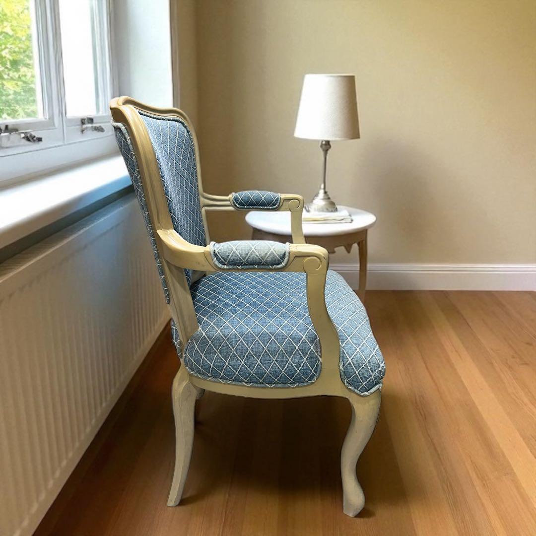 ✨超美品✨ロココ調アームチェア 猫脚 エレガントブルー アンティーク