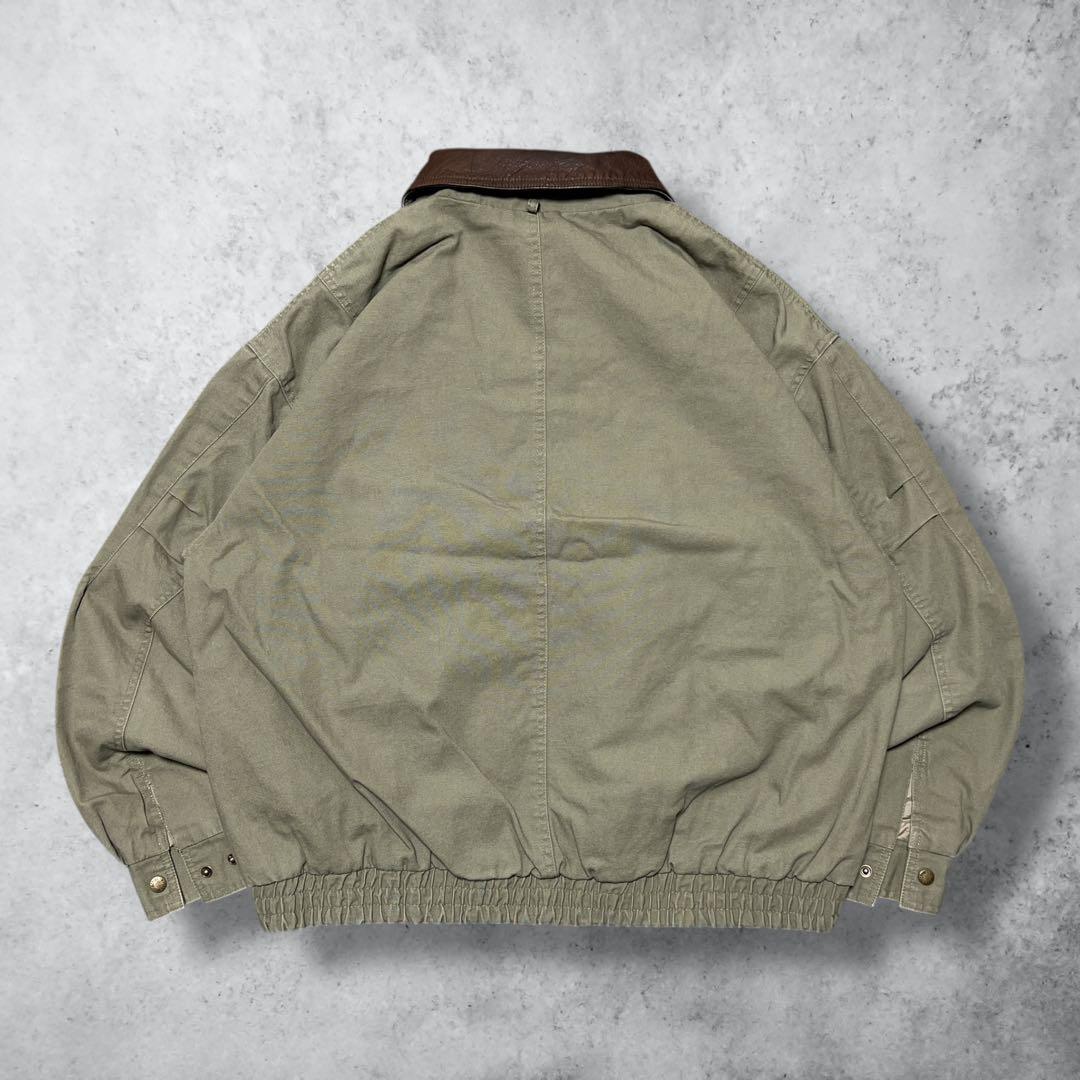 vintageナビゲータージャケットデトロイトジャケット風カーキXL刺繍短丈古着