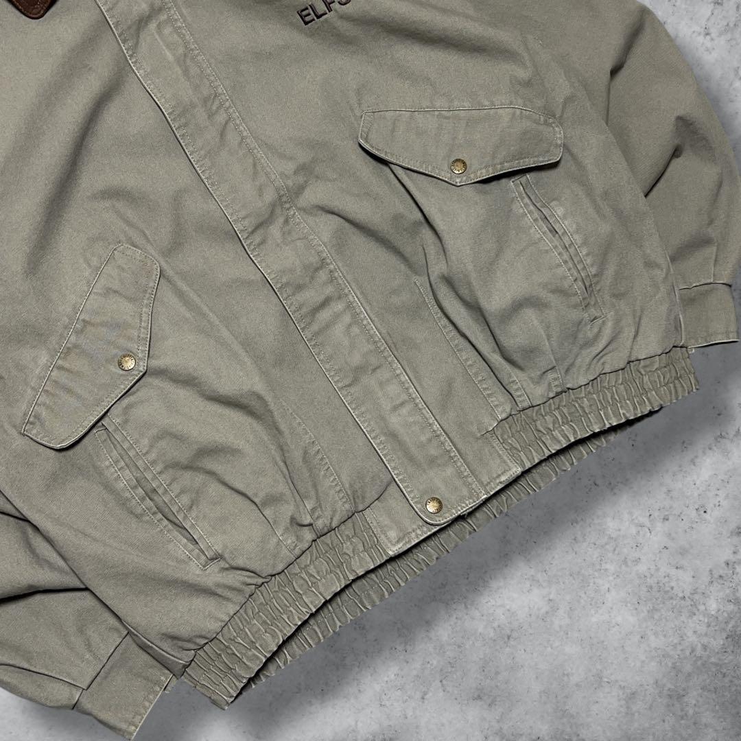 vintageナビゲータージャケットデトロイトジャケット風カーキXL刺繍短丈古着