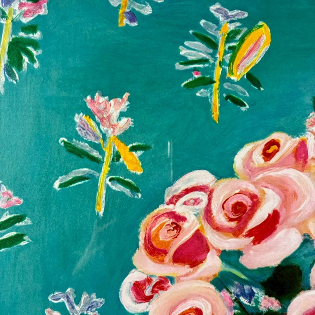 美品 児島善三郎「ペルシャ壺にバラ」リトグラフ 印章有 兒嶋俊郎監修証明シール有