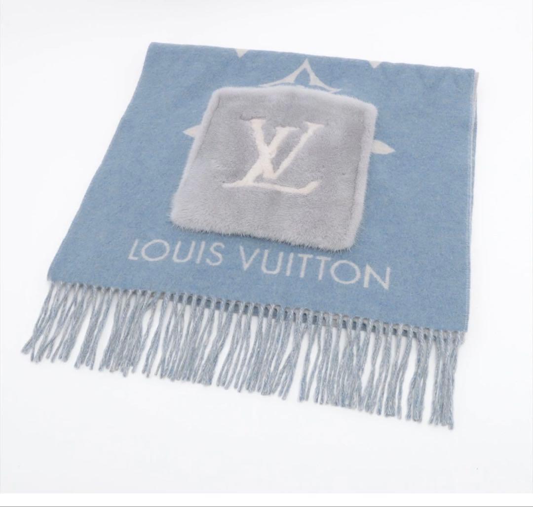 ヴィトン エシャルプコールドレイキャビック マフラー カシミヤ×ミンク