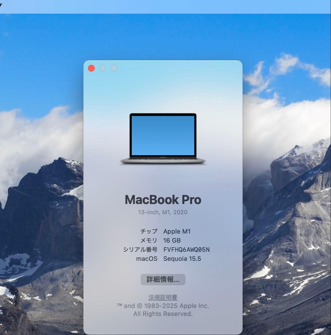 MacBook Pro M1 メモリ16GB/SSD256GB 13インチ