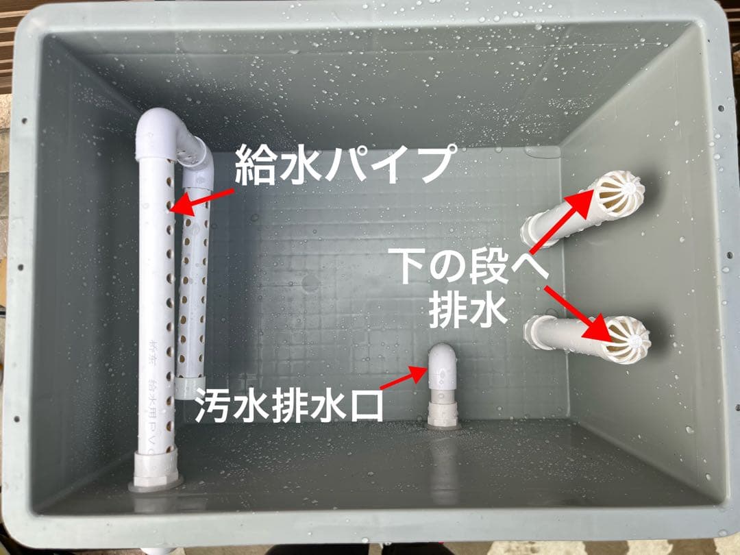 大型水槽用沈殿物理生物一体型濾過槽　水中ポンプバイオスポンジフィルター付き