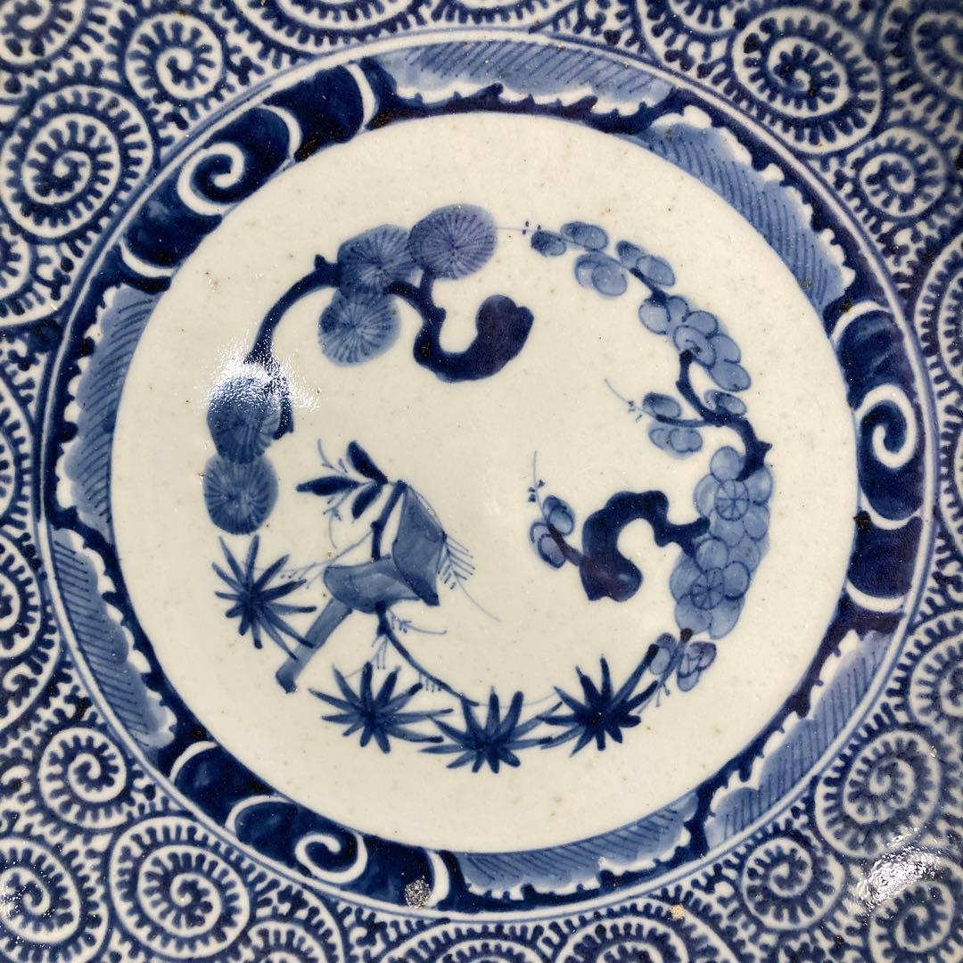 【忠佐伯さん専用】古伊万里の伝統　名窯　染付松竹梅章魚唐草文　大明成化年製　大皿
