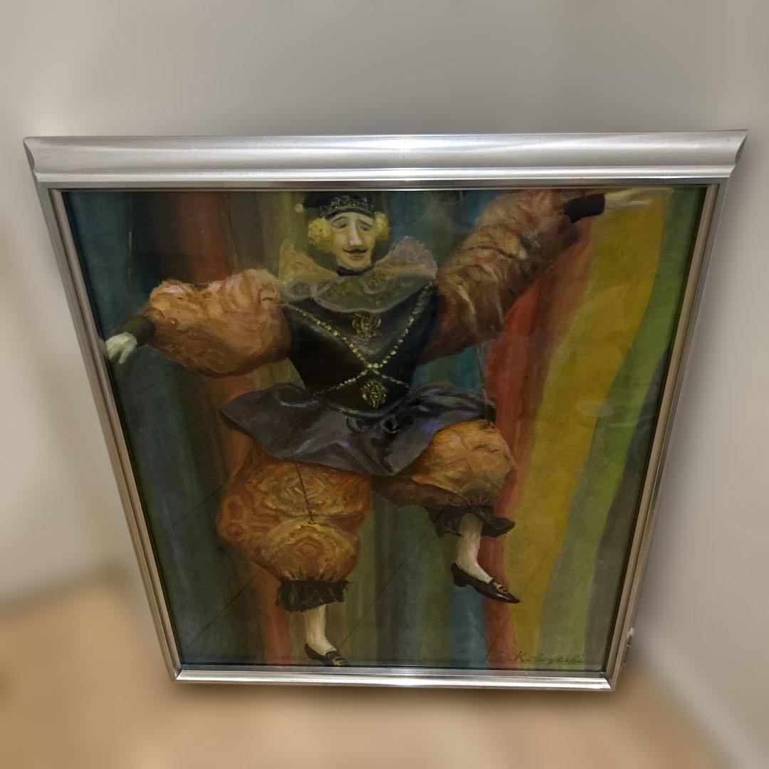 油絵　絵画　ピエロ　マリオネット　コンテスト入賞作品