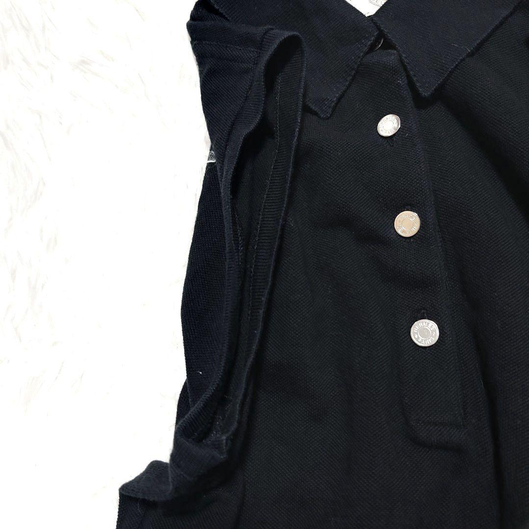 【美品】エルメス セリエボタン ノースリーブ ポロシャツ L 鹿の子 銀ボタン