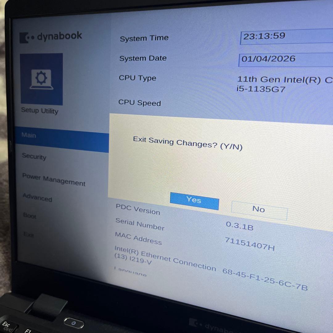 【ジャンク品】 Core i5 第11世代 Dynabook ノートパソコン