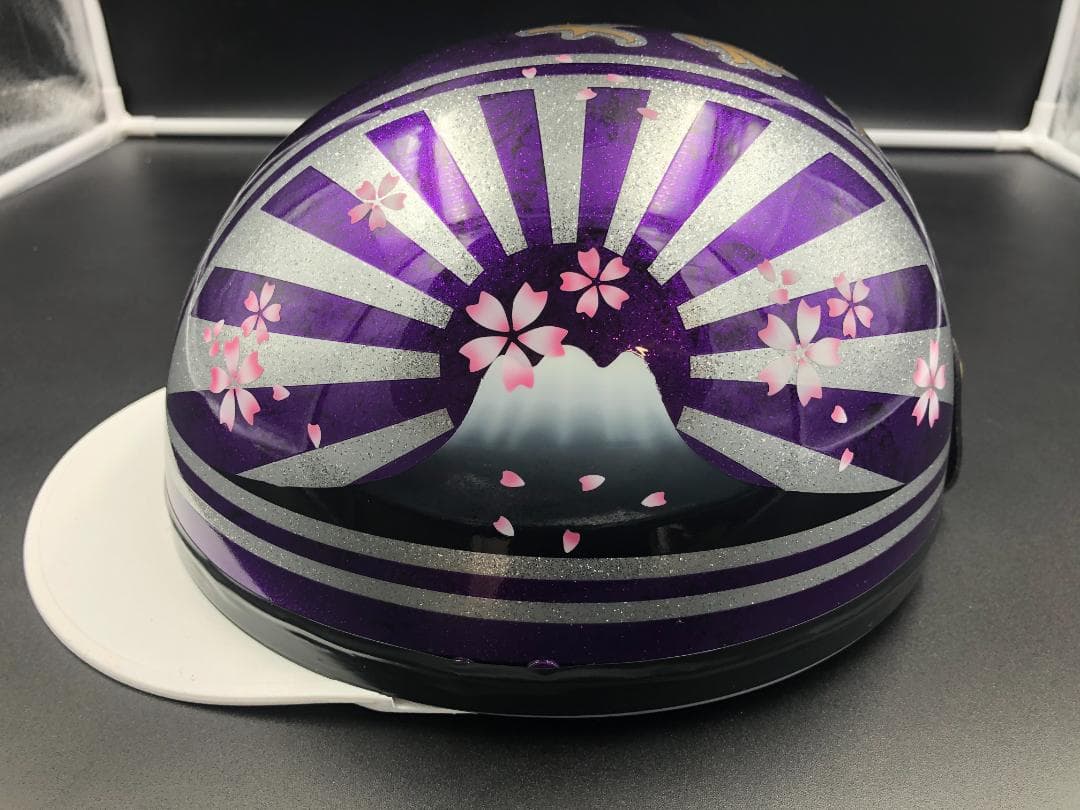 コルク半　カスタム　富士日章　三つボタン　パープルラップラメ　桜　高級クリヤ