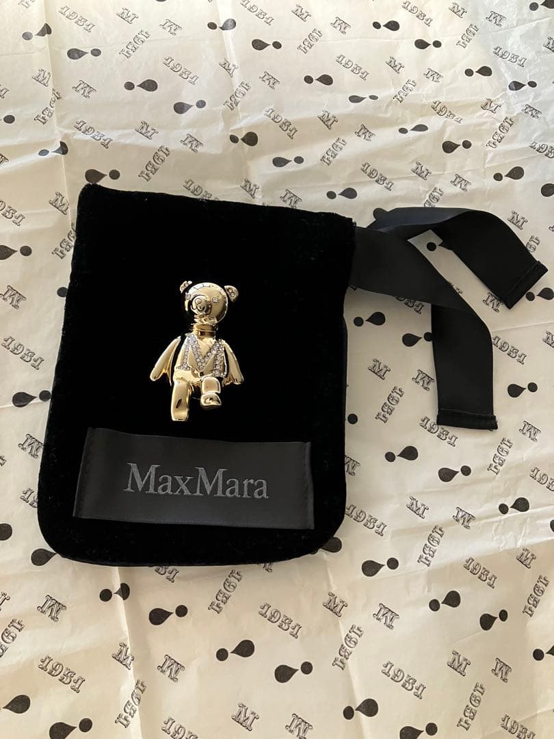 MaxMara マックスマーラ シャイニー メタル テデイ ブローチ