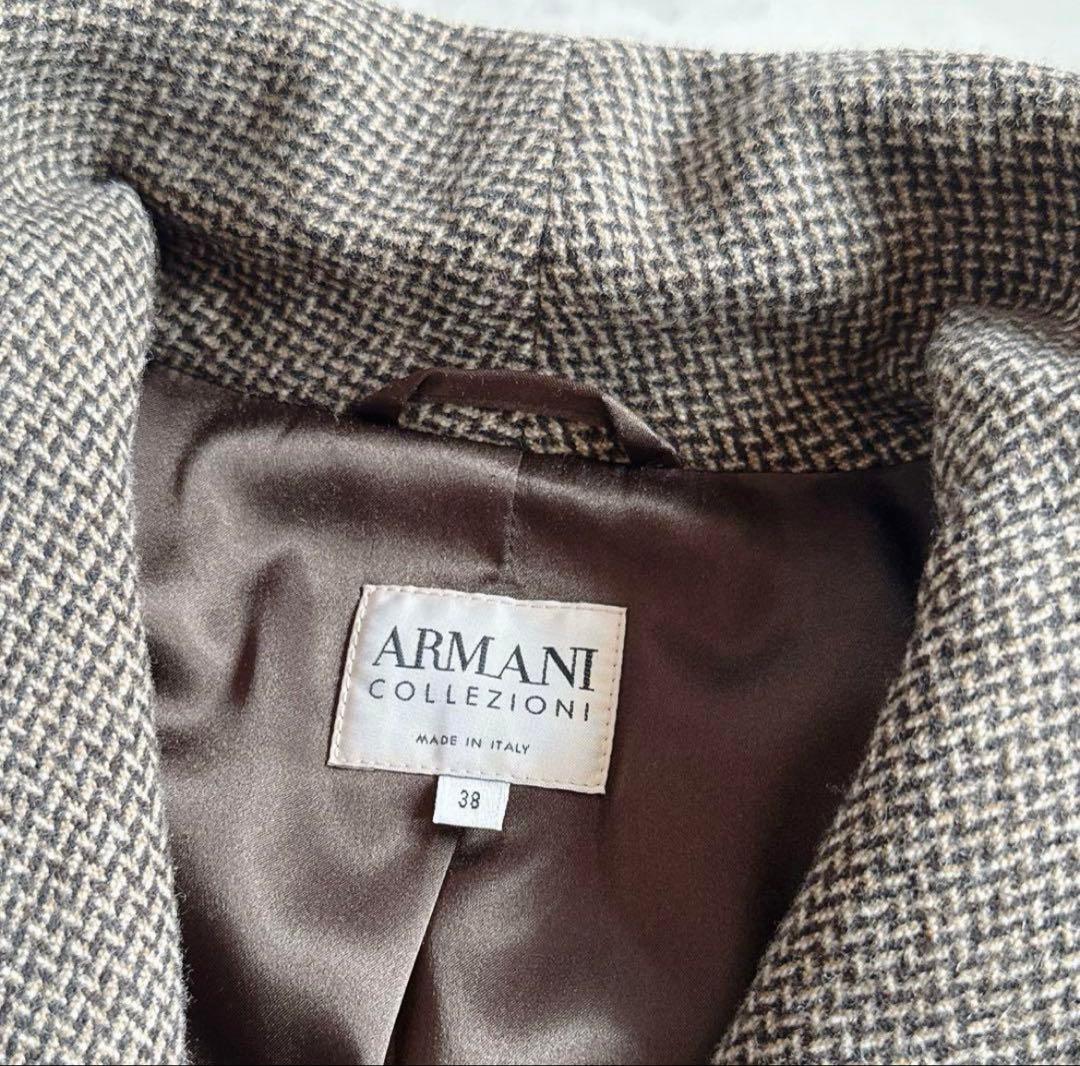 美品✨アルマーニコレッツォーニ 高級ツイードコート ロング丈 38 イタリア製