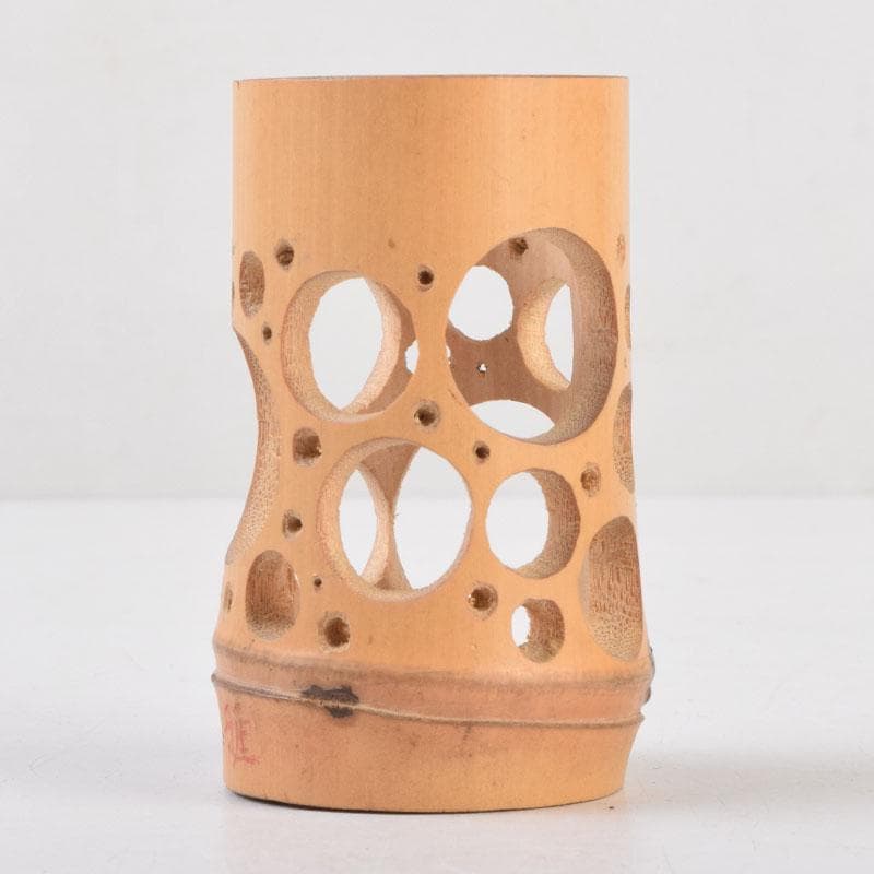 茶道具　雅楽造　水玉竹籠　巾筒　茶巾筒　共箱　V　9226