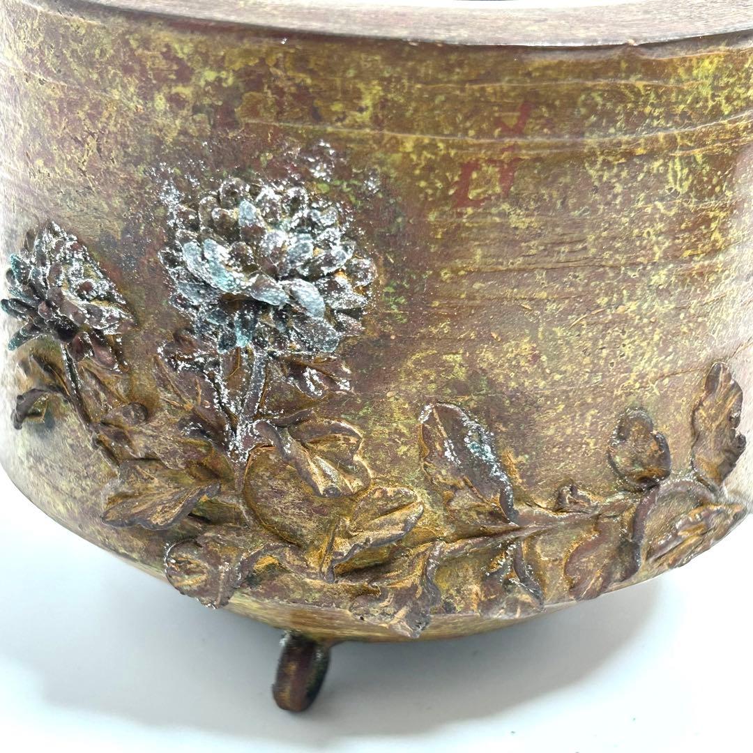 高岡銅器　蝋型鋳銅香炉　平井昇(昇甫)造/日展作家　共箱入　香道具　床飾　置物