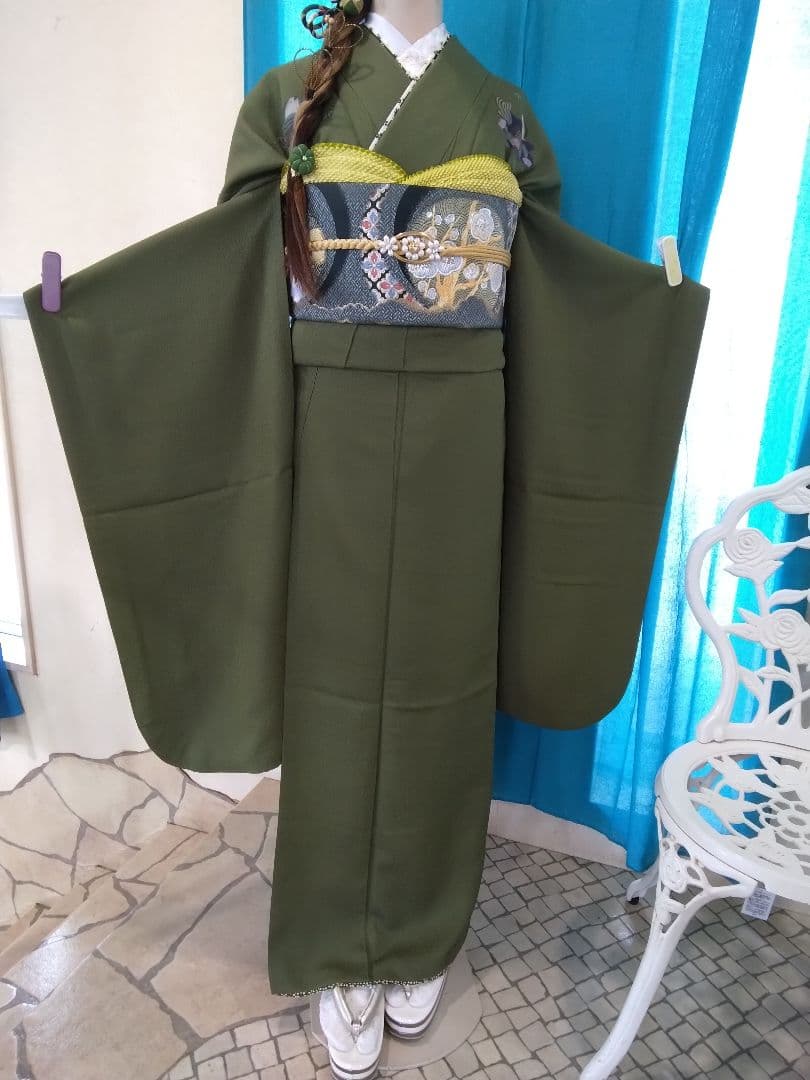 振袖五っ紋振袖成人式、半襟重ね衿、帯締め、襦袢