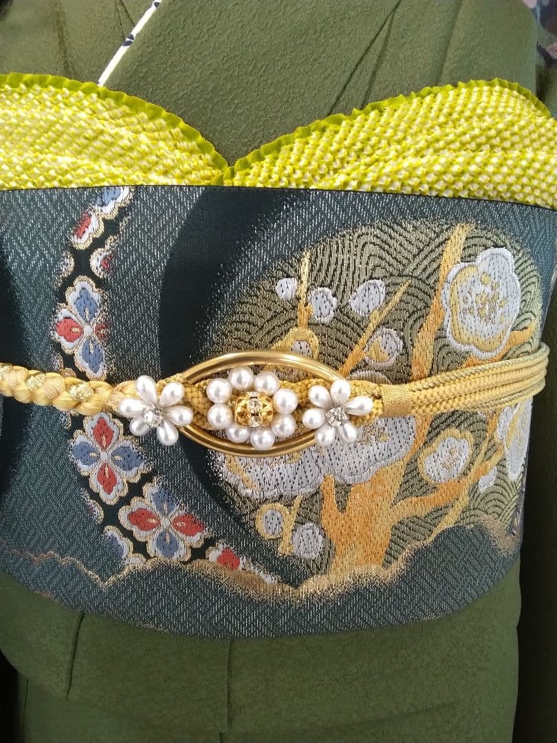 振袖五っ紋振袖成人式、半襟重ね衿、帯締め、襦袢