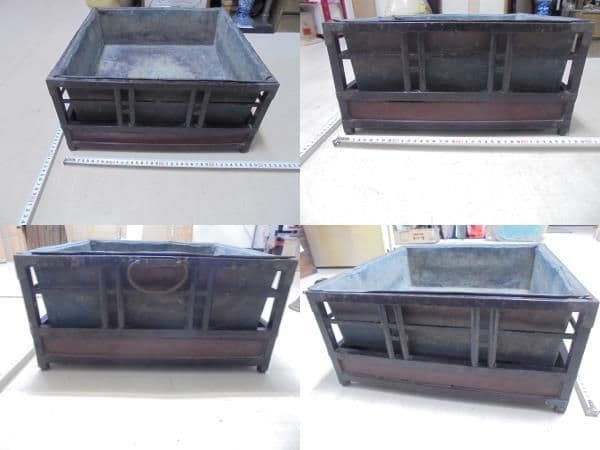 AKa6732　時代　火鉢　幅　約３９ｃｍ　奥行き　約３９ｃｍ　高さ　約１９ｃｍ