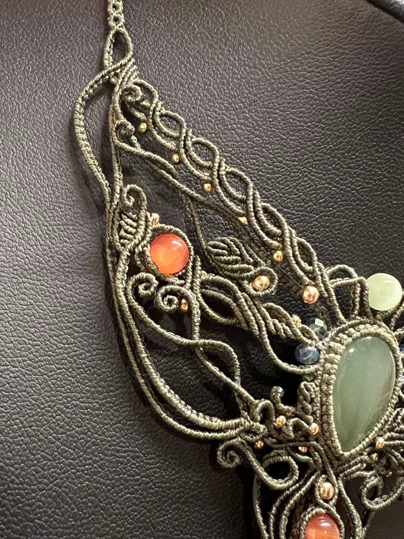 【handmade_Luna】マクラメ× アベンチュリン ユナカイト ネックレス