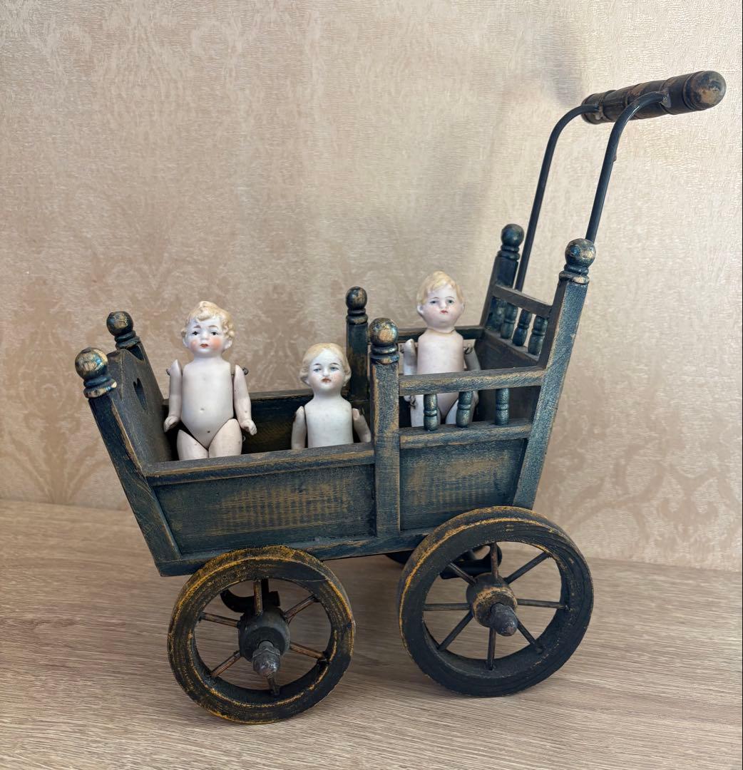ヴィンテージベビーカー　アンティークミニョネット オールビスク　ビスクドール