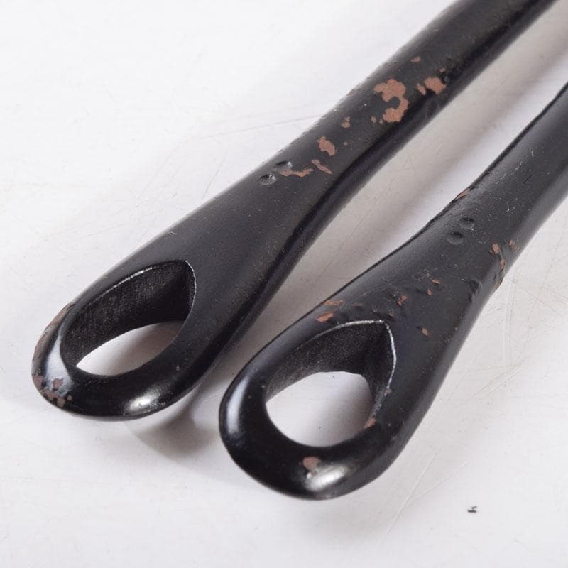 茶道具　御釜師　大西清右衛門作　鐵風炉火箸　共布　烽玉代筆共箱　C　8671